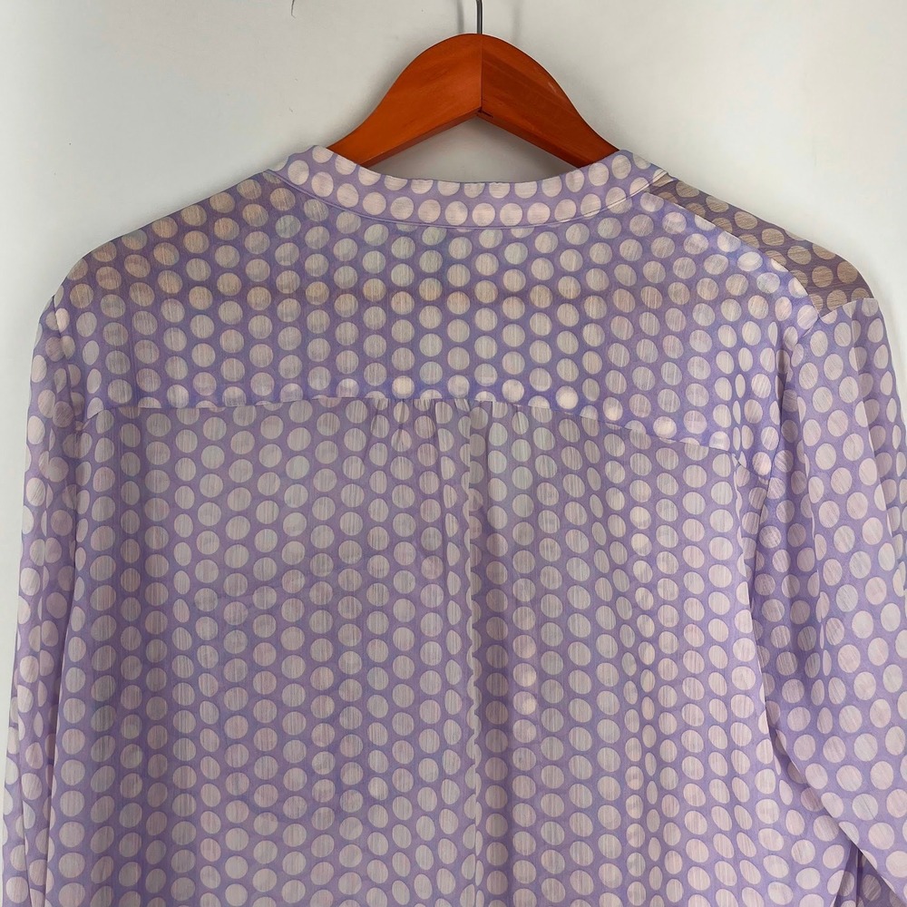Kut from the Kloth Womens XL Lavender Polka Dot‎ Roll Tab Sleeve Blouse Purple - Picture 4 of 15